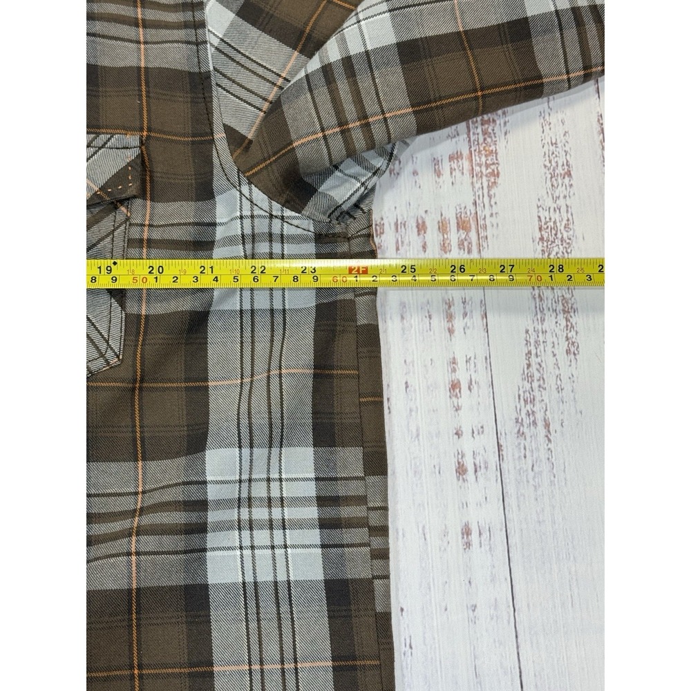 Free Spirt Koman Sports Long Sleeve Button Down Mens Size XL Brown Grey Plaid - Picture 7 of 7